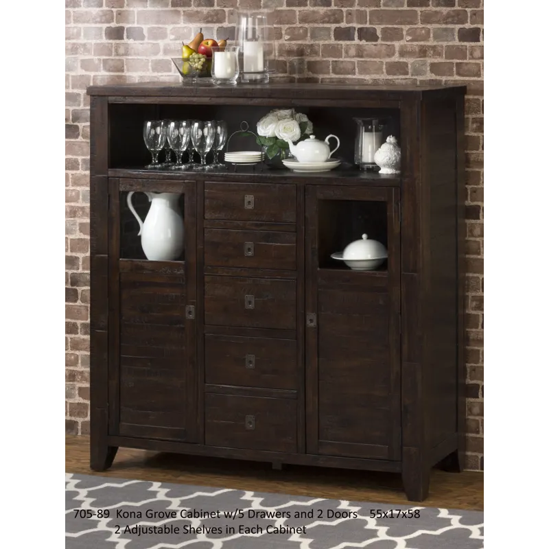 Kona Grove Distressed Rustic Solid Acacia Cabinet
