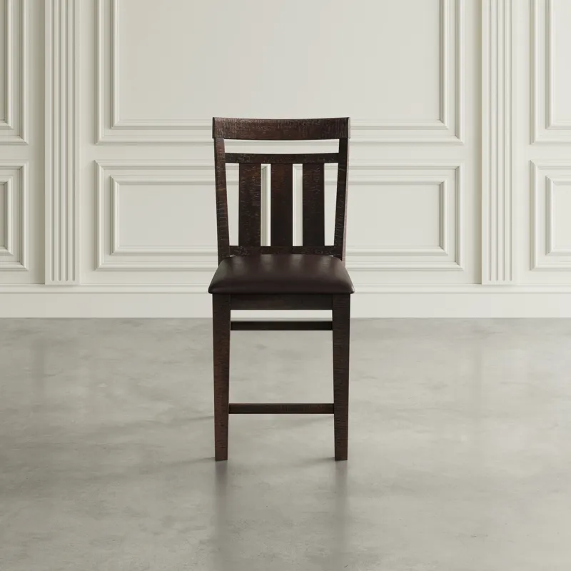 Kona Grove Distressed Rustic Solid Acacia Upholstered Slat-Back Barstool(Set Of 2)