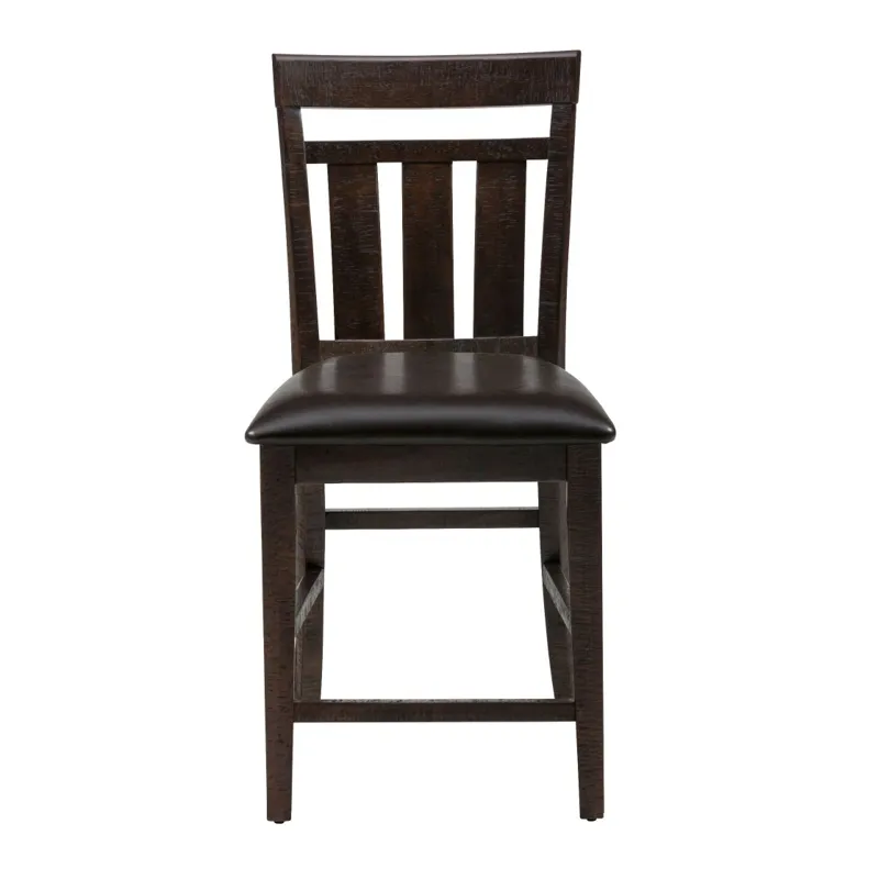 Kona Grove Distressed Rustic Solid Acacia Upholstered Slat-Back Barstool(Set Of 2)