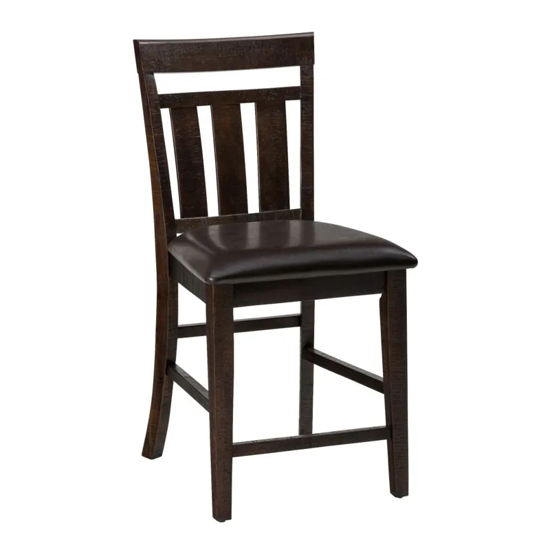 Kona Grove Distressed Rustic Solid Acacia Upholstered Slat-Back Barstool(Set Of 2)