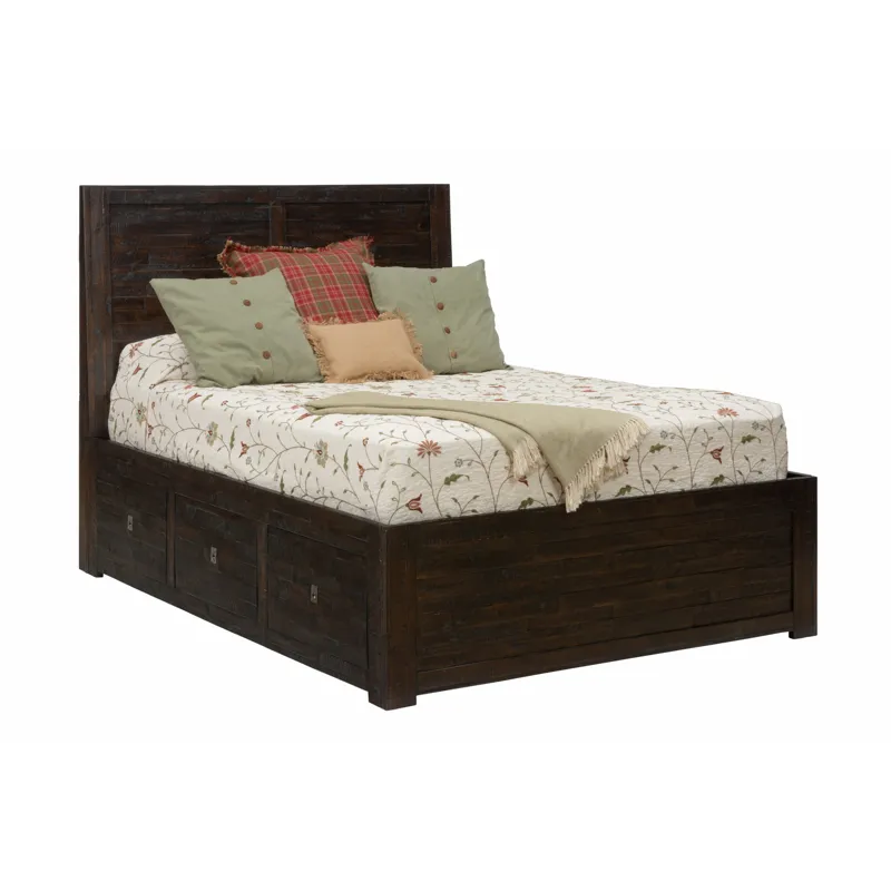 Kona Grove Distressed Rustic Solid Acacia Storage Bed - Queen