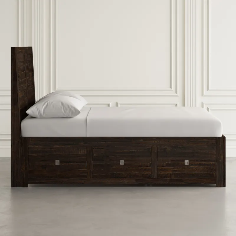 Kona Grove Distressed Rustic Solid Acacia Storage Bed - King