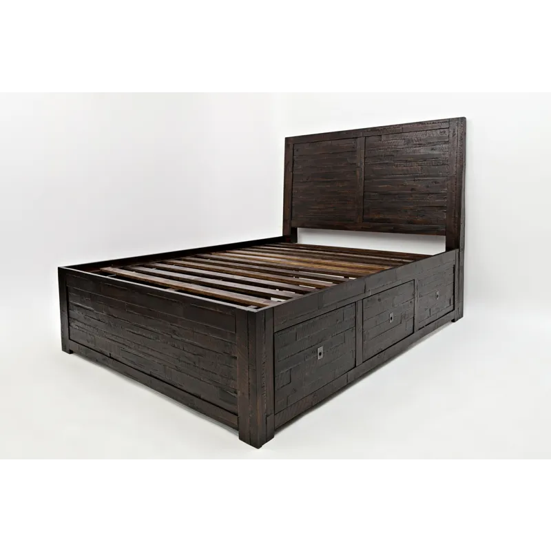 Kona Grove Distressed Rustic Solid Acacia Storage Bed - King