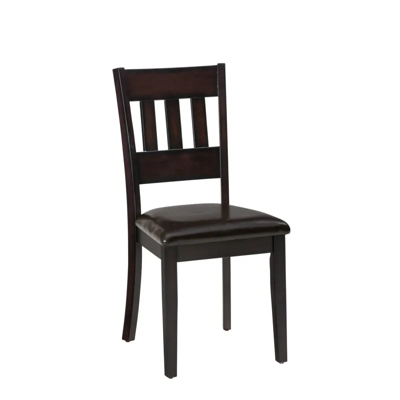 Dark Rustic Prairie Five Piece Dining Set Table And 4 Faux Leather Chairs