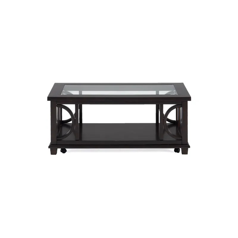 Panama Brown Contemporary Wood And Glass Coffee Table