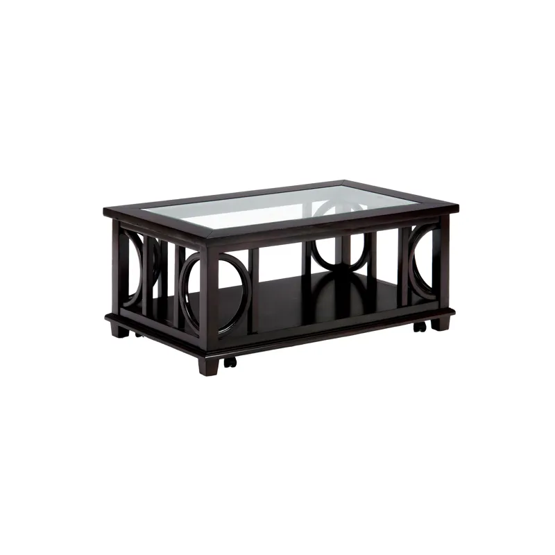 Panama Brown Contemporary Wood And Glass Coffee Table