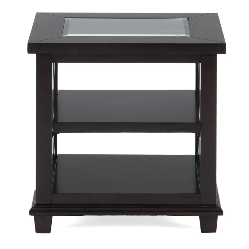 Panama Brown Contemporary Wood And Glass End Table