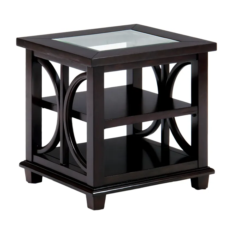 Panama Brown Contemporary Wood And Glass End Table