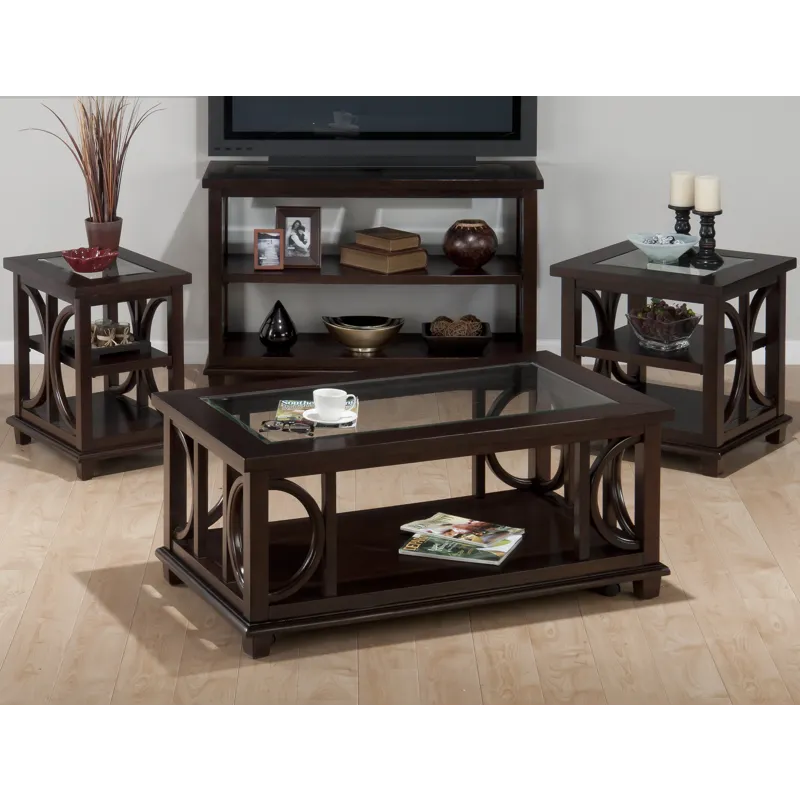 Panama Brown Contemporary Wood And Glass Small End Table
