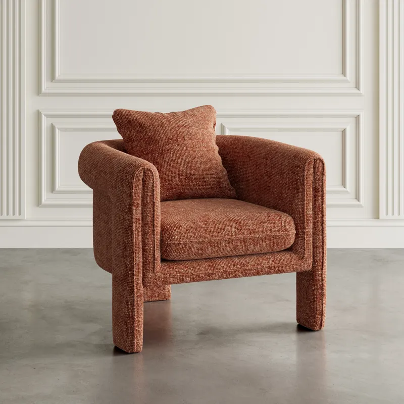 Adley Modern Upholstered Vintage Accent Armchair With Pillow