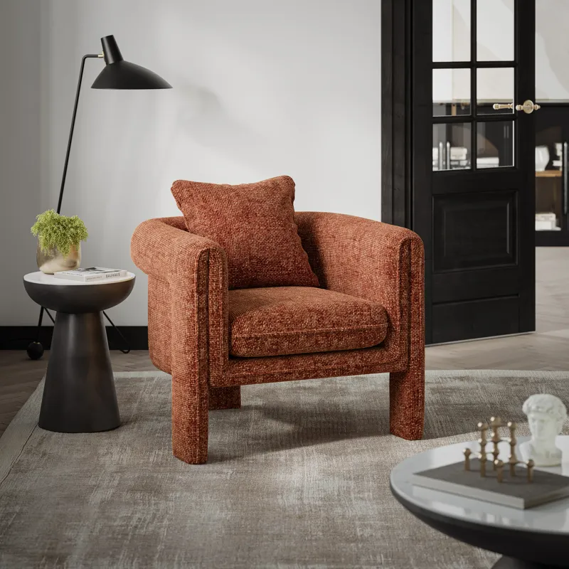 Adley Modern Upholstered Vintage Accent Armchair With Pillow