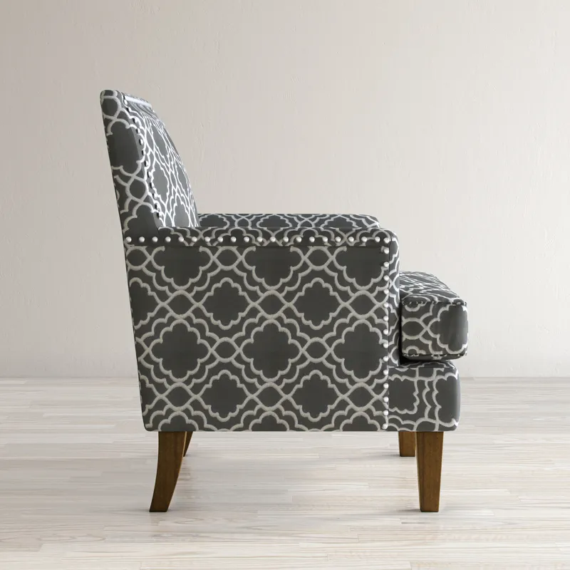 Aubrey Contemporary Geometric Upholstered Accent Chair With Nailhead Trim