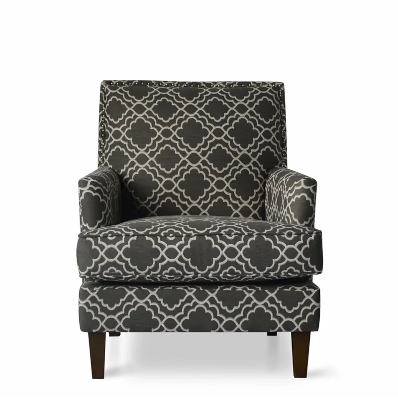 Aubrey Contemporary Geometric Upholstered Accent Chair With Nailhead Trim