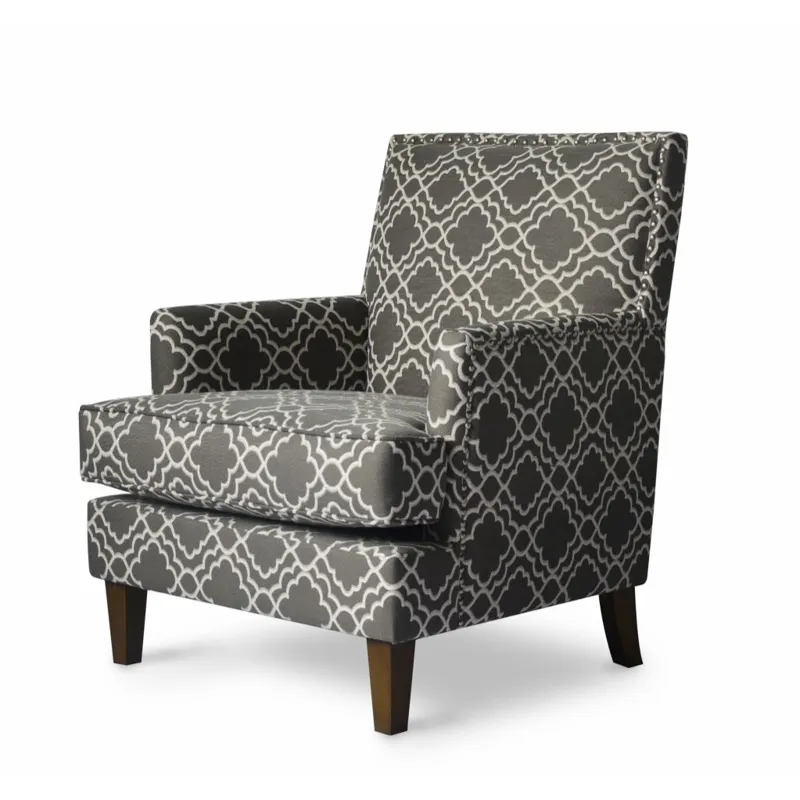 Aubrey Contemporary Geometric Upholstered Accent Chair With Nailhead Trim