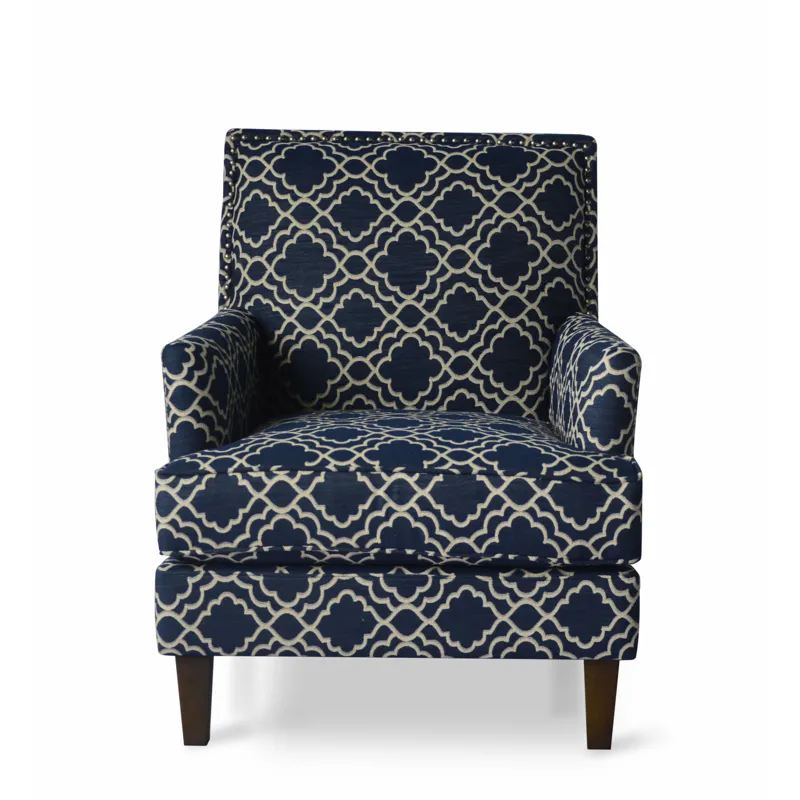 Aubrey Contemporary Geometric Upholstered Accent Chair With Nailhead Trim