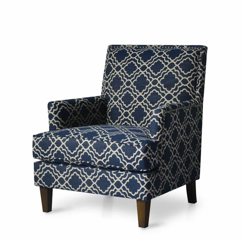 Aubrey Contemporary Geometric Upholstered Accent Chair With Nailhead Trim