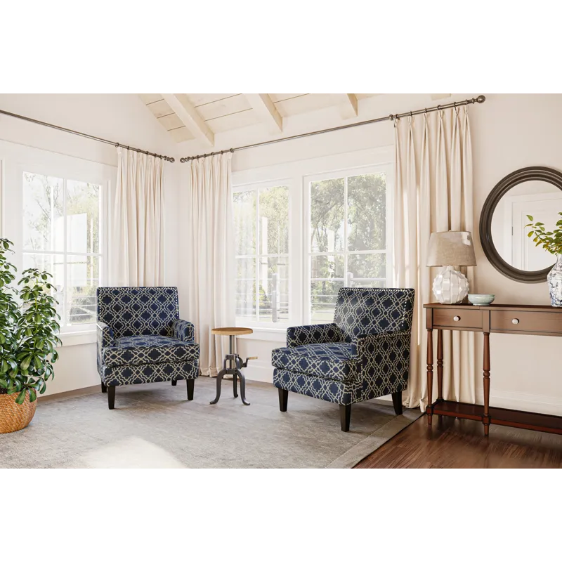 Aubrey Contemporary Geometric Upholstered Accent Chair With Nailhead Trim