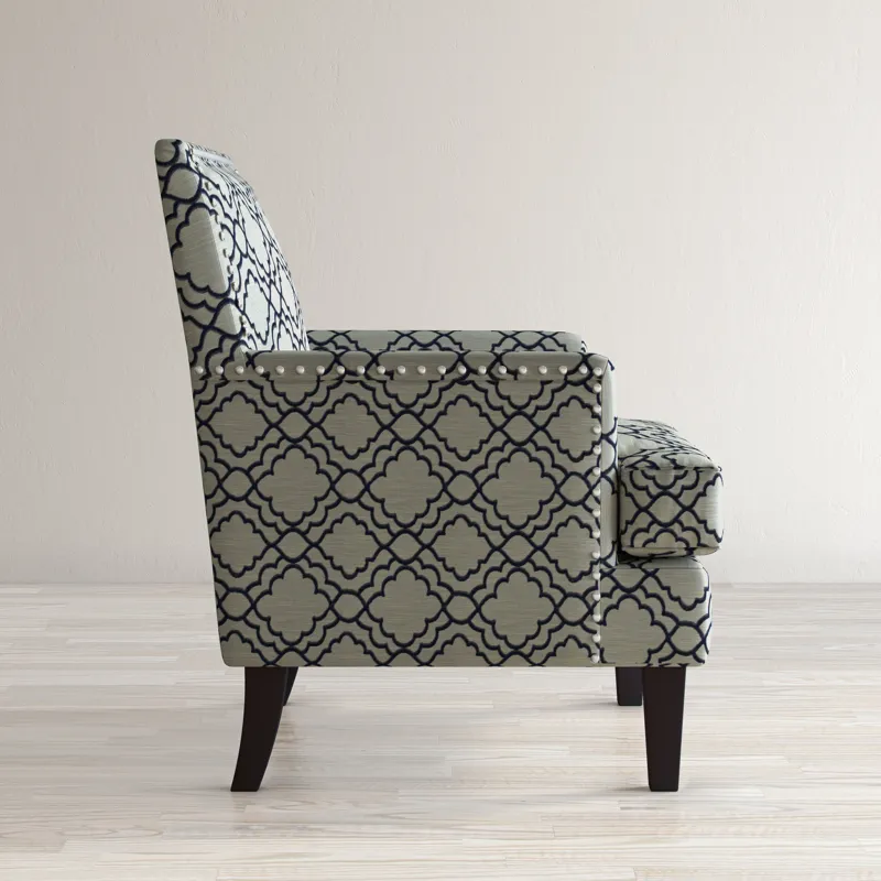 Aubrey Contemporary Geometric Upholstered Accent Chair With Nailhead Trim