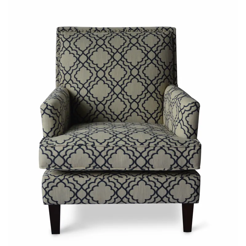 Aubrey Contemporary Geometric Upholstered Accent Chair With Nailhead Trim