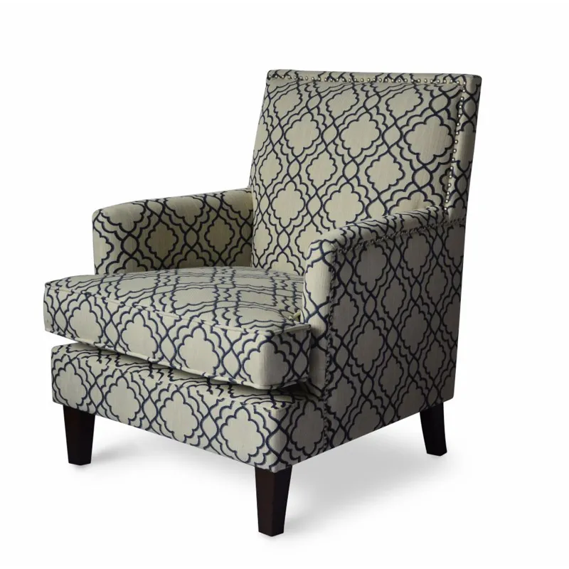 Aubrey Contemporary Geometric Upholstered Accent Chair With Nailhead Trim