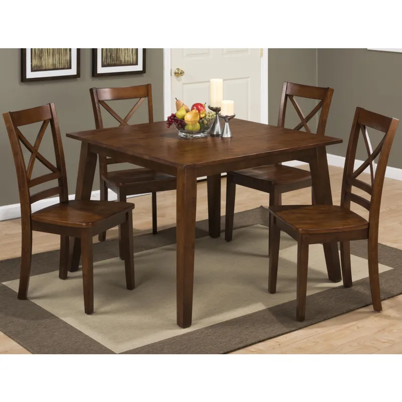 Simplicity Square Table and 4 Chair Set with X Back Chairs