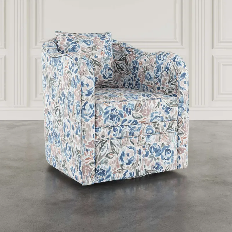 Daisy Bloom Classic Traditional Swivel Accent Armchair With Pillow