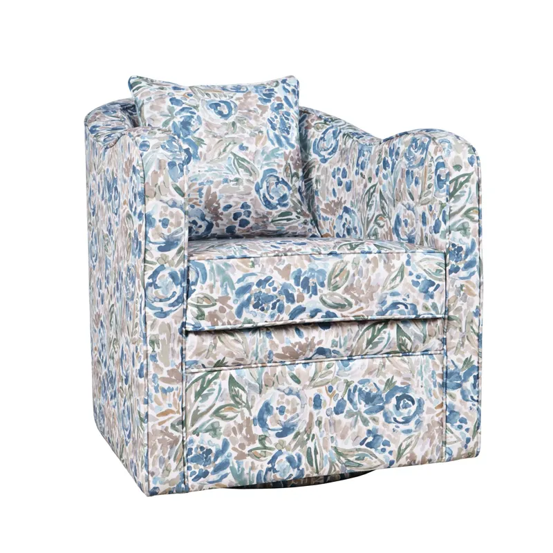 Daisy Bloom Classic Traditional Swivel Accent Armchair With Pillow