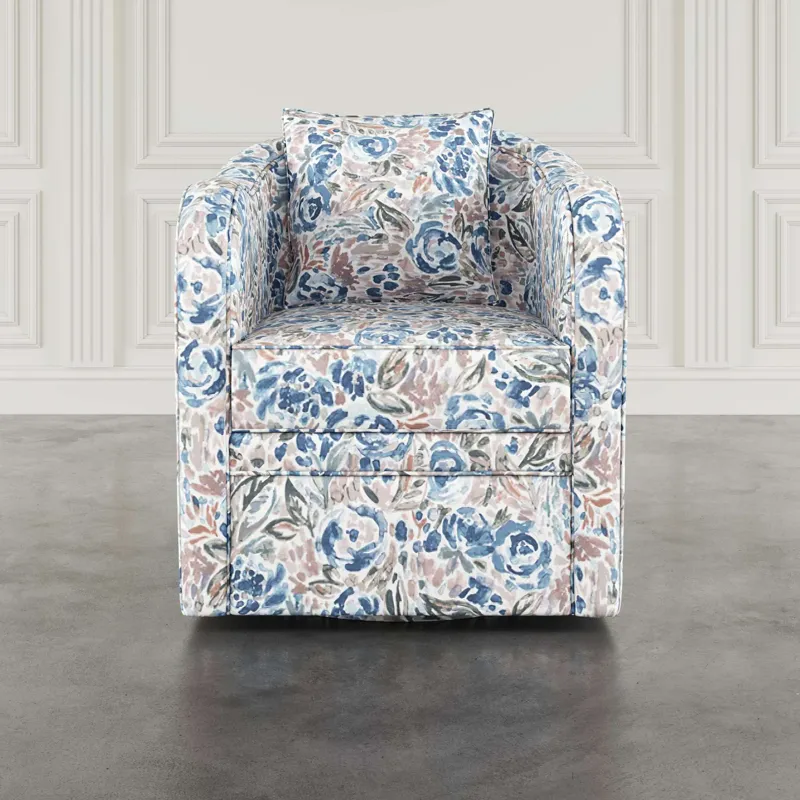 Daisy Bloom Classic Traditional Swivel Accent Armchair With Pillow