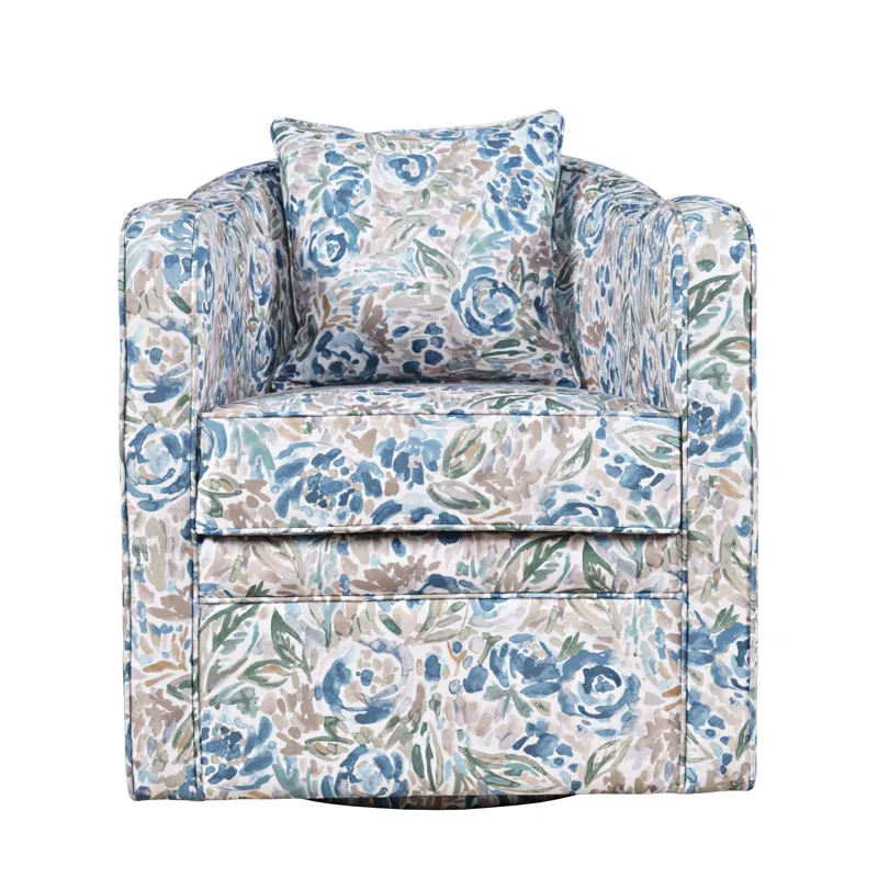Daisy Bloom Classic Traditional Swivel Accent Armchair With Pillow