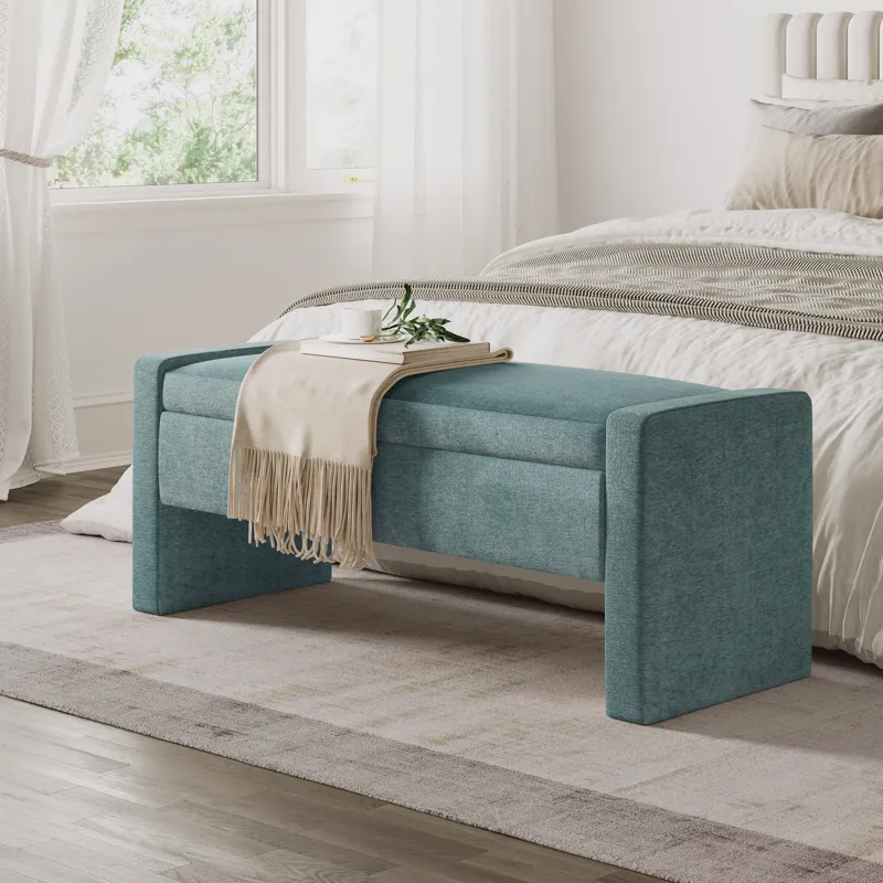Braun 48\" Contemporary Upholstered Modern Bedroom Hallway Storage Bench