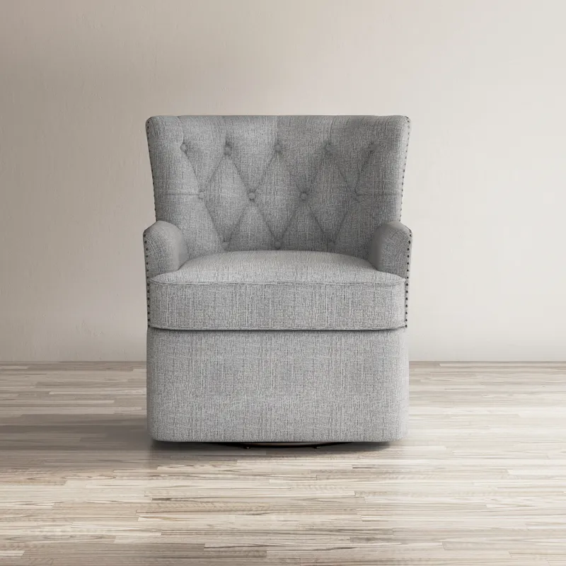 Bryson Transitional Upholstered Swivel Chair With Nailhead Trim