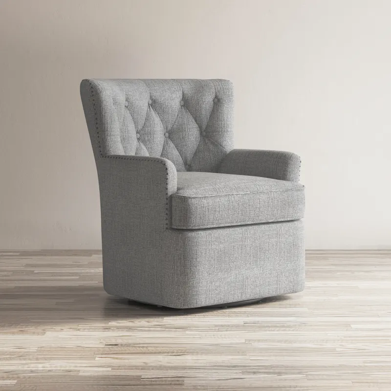 Bryson Transitional Upholstered Swivel Chair With Nailhead Trim