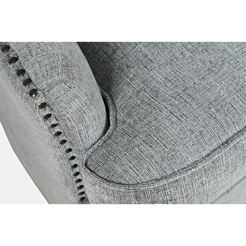 Bryson Transitional Upholstered Swivel Chair With Nailhead Trim