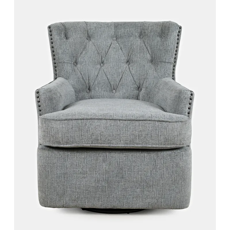 Bryson Transitional Upholstered Swivel Chair With Nailhead Trim