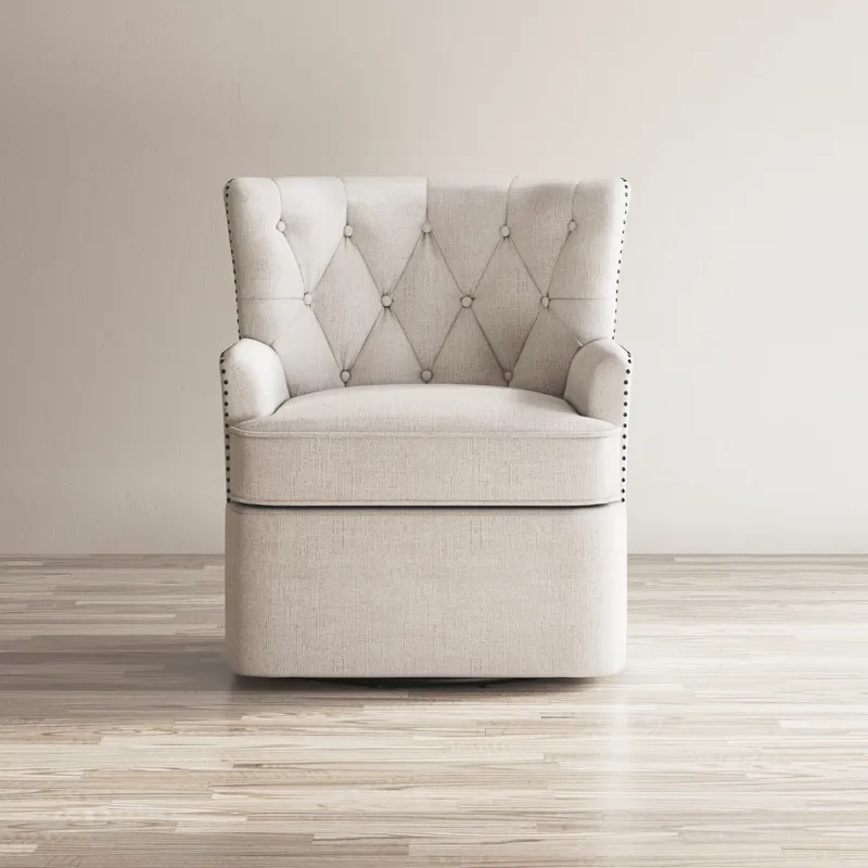 Bryson Transitional Upholstered Swivel Chair With Nailhead Trim