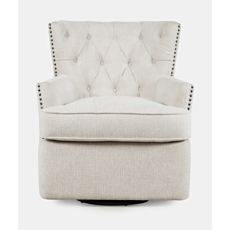 Bryson Transitional Upholstered Swivel Chair With Nailhead Trim