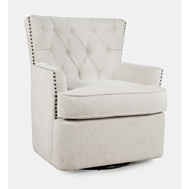 Bryson Transitional Upholstered Swivel Chair With Nailhead Trim