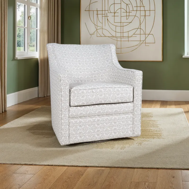 Barrett Crux Transitional Modern Textured Upholstery Swivel Accent Armchair