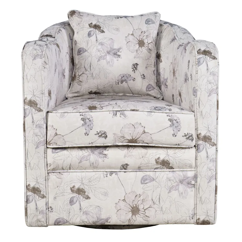 Daisy Bloom Classic Traditional Swivel Accent Armchair With Pillow