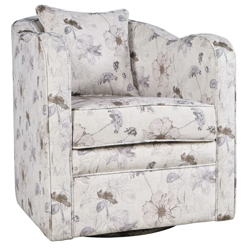 Daisy Bloom Classic Traditional Swivel Accent Armchair With Pillow