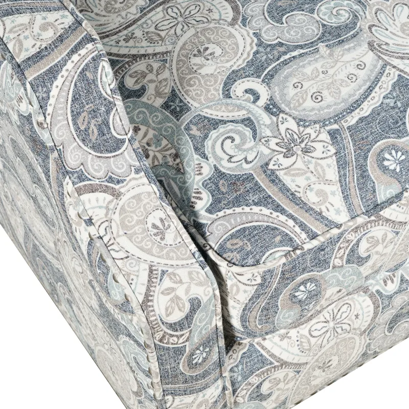 Westbrook Paisley Fabric Transitional Upholstered Accent Chair With Nailhead Trim