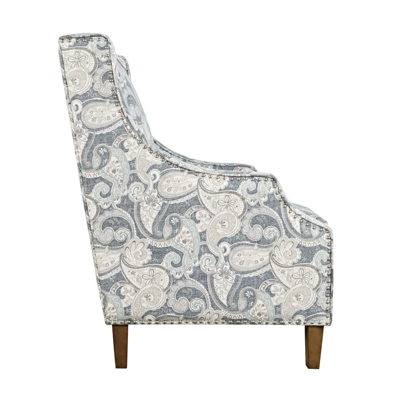 Westbrook Paisley Fabric Transitional Upholstered Accent Chair With Nailhead Trim