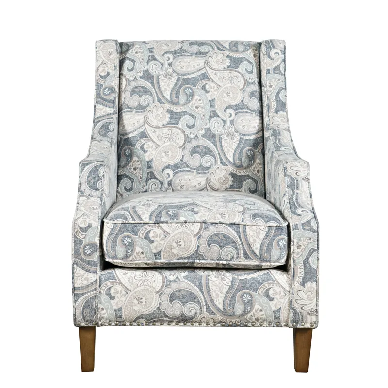 Westbrook Paisley Fabric Transitional Upholstered Accent Chair With Nailhead Trim
