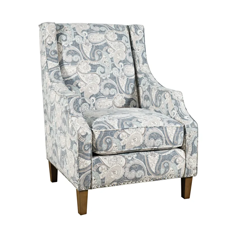 Westbrook Paisley Fabric Transitional Upholstered Accent Chair With Nailhead Trim