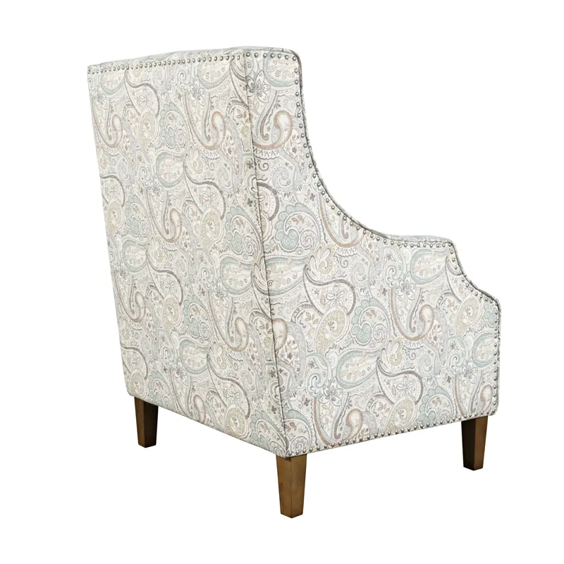 Westbrook Paisley Fabric Transitional Upholstered Accent Chair With Nailhead Trim