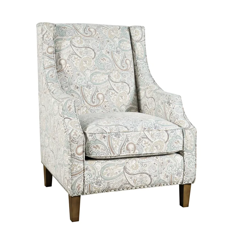 Westbrook Paisley Fabric Transitional Upholstered Accent Chair With Nailhead Trim