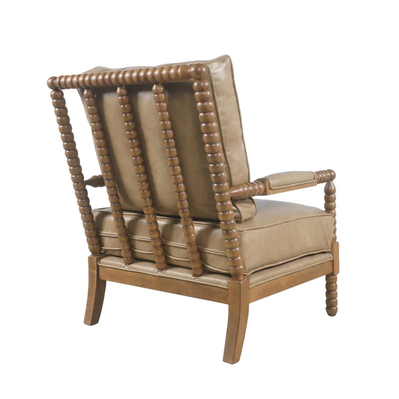 Ellsey Spindle Arm Faux Buff Leather Accent Chair