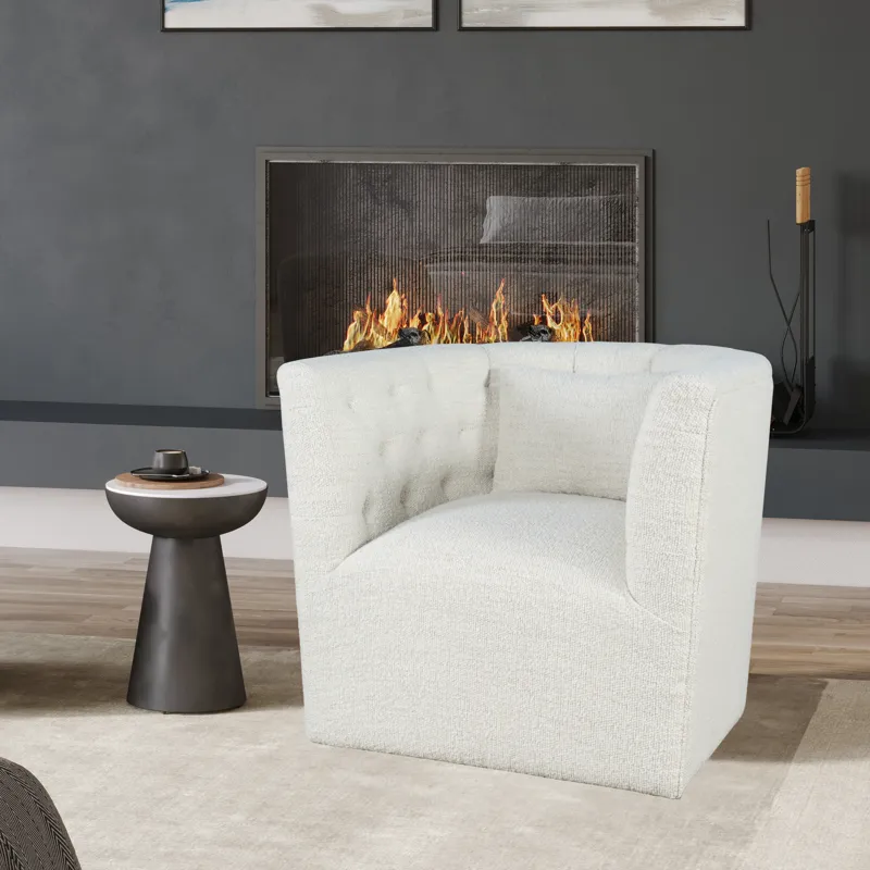 Everly Boucle Modern Transitional Swivel Accent Chair