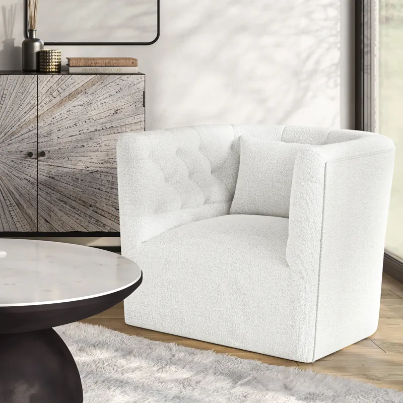 Everly Boucle Modern Transitional Swivel Accent Chair