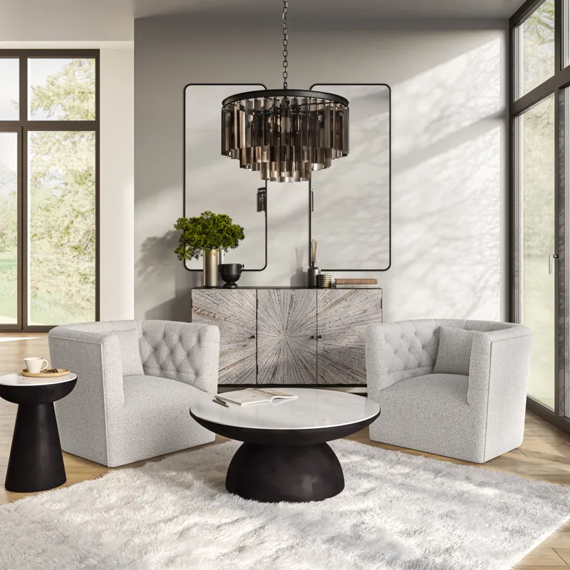 Everly Boucle Modern Transitional Swivel Accent Chair